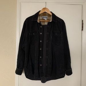 Columbia Black Corduroy Flannel Button Down Shirt